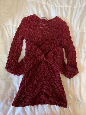 dark red material girl top